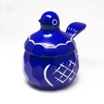 鳩の砂糖壺（青）白樺材 | ギャラリーまきの 信州の木製品と美術